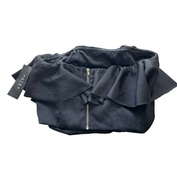 Akira‎ sz small black strapless crop ruffle crop top new - Picture 2 of 2